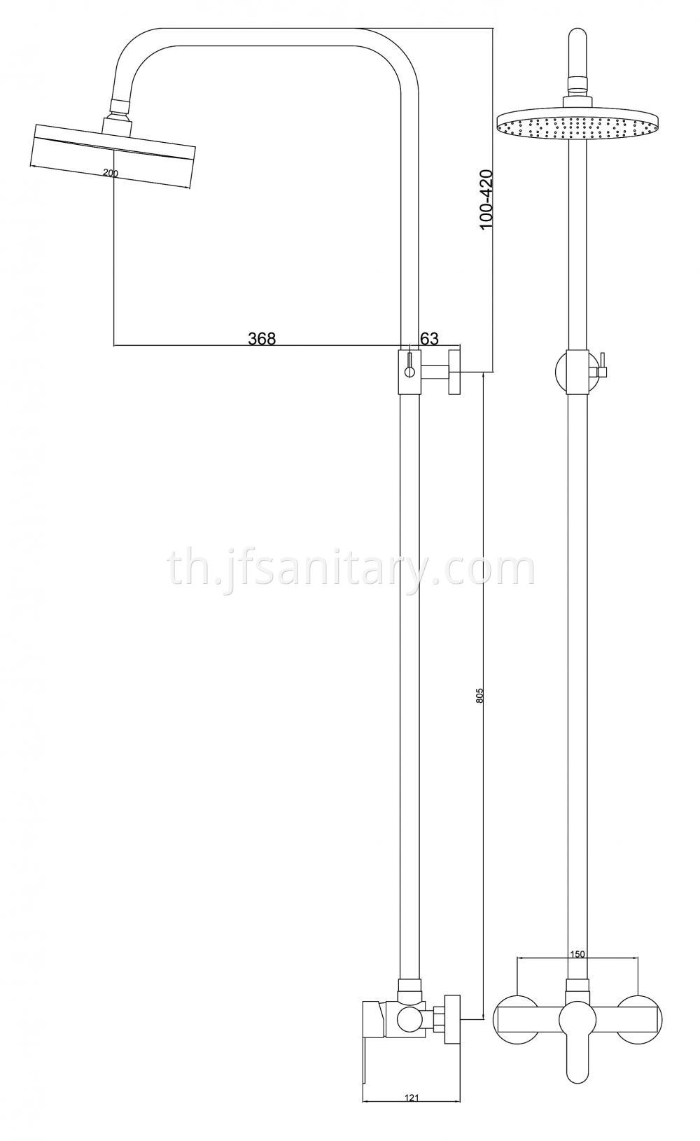 Size Of Sliding Bar Shower Mixer